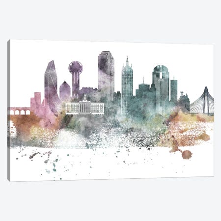 Dallas Pastel Skylines Canvas Print #WDA97} by WallDecorAddict Art Print