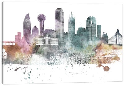 Dallas Pastel Skylines Canvas Art Print - Pastels