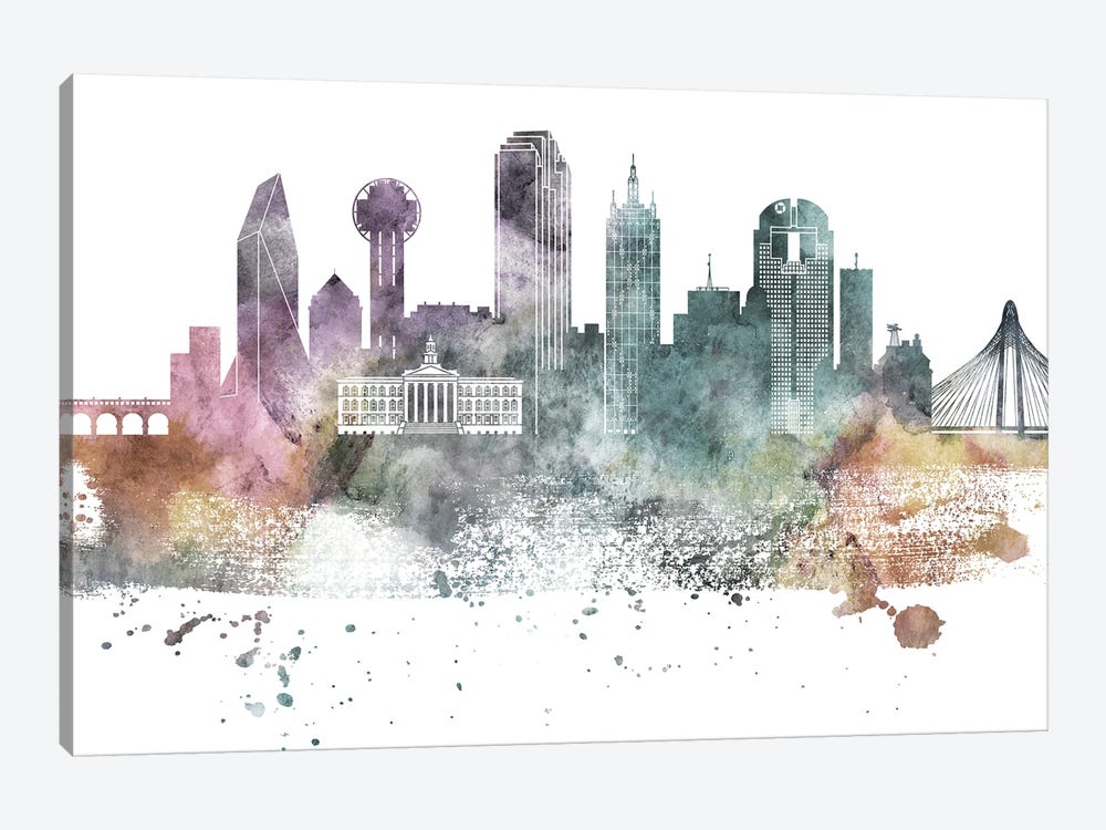 Dallas Pastel Skylines by WallDecorAddict 1-piece Canvas Print