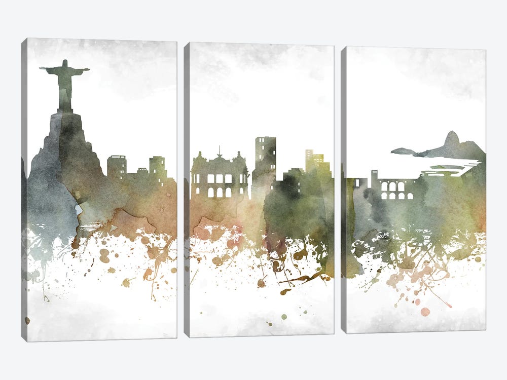 Rio Skyline by WallDecorAddict 3-piece Canvas Print