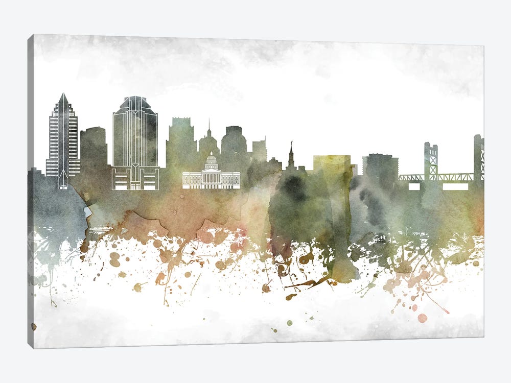 Sacramento Skyline by WallDecorAddict 1-piece Canvas Artwork