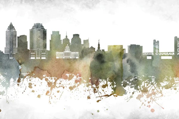 Sacramento: Sacramento Skyline by WallDecorAddict