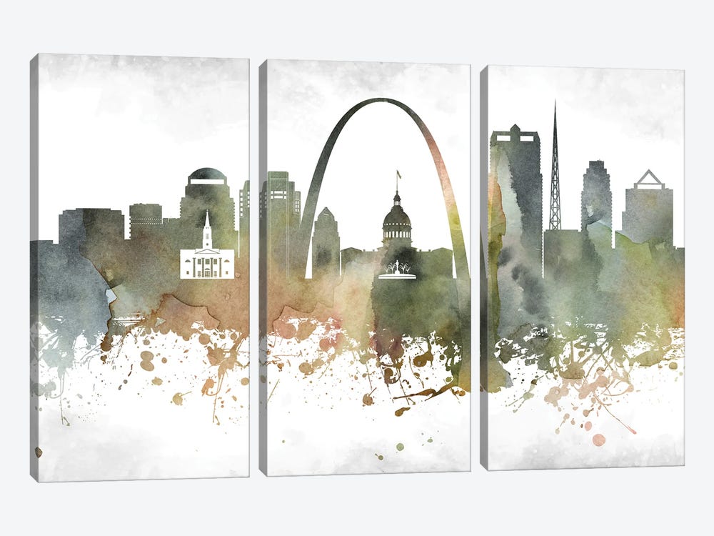 Saint Louis Skyline by WallDecorAddict 3-piece Canvas Art Print