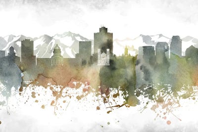 Salt Lake Skyline by WallDecorAddict canvas print
