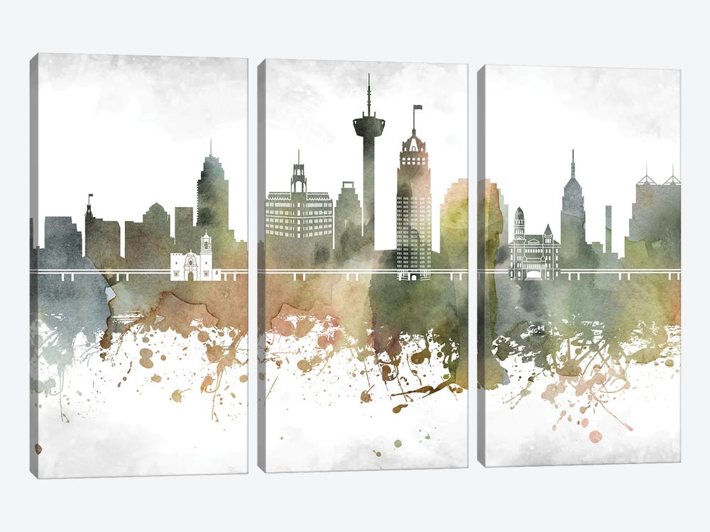 San Antonio Skyline by WallDecorAddict 3-piece Canvas Artwork