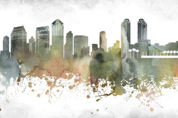 San Diego Skylines: San Diego Skyline by WallDecorAddict