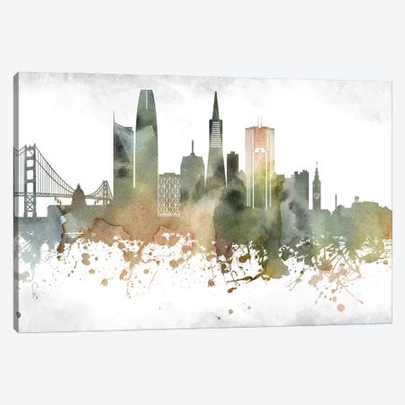 San Francisco Skyline Canvas Print #WDA992} by WallDecorAddict Canvas Print