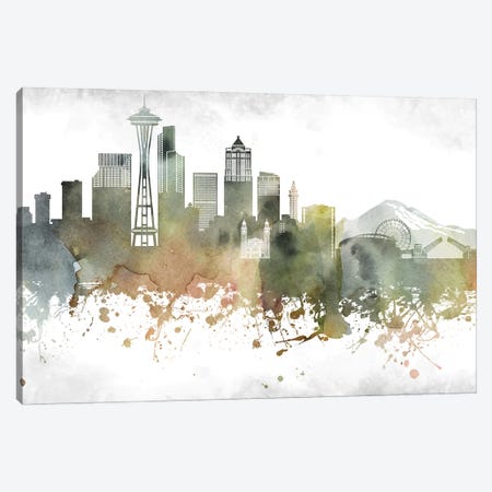 Seattle Skyline Canvas Print #WDA994} by WallDecorAddict Canvas Wall Art