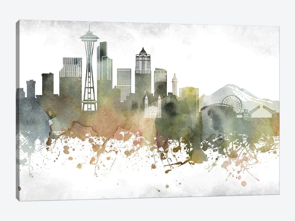 Seattle Skyline by WallDecorAddict 1-piece Canvas Wall Art