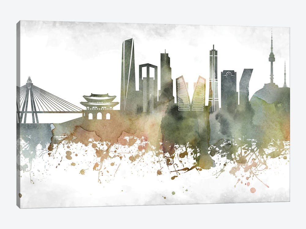 Seoul Skyline by WallDecorAddict 1-piece Canvas Art Print