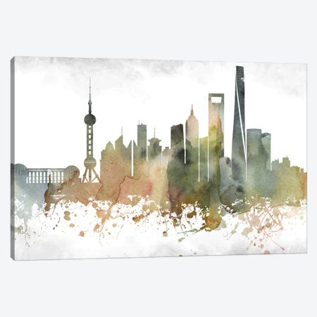 Shanghai Skyline Canvas Print #WDA996} by WallDecorAddict Canvas Art