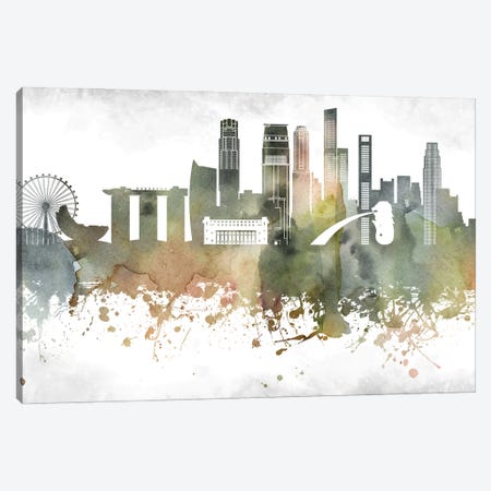 Singapore Skyline Canvas Print #WDA997} by WallDecorAddict Canvas Art
