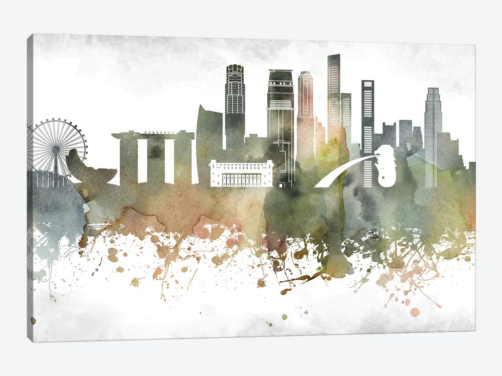 Singapore Skyline by WallDecorAddict 1-piece Canvas Art Print