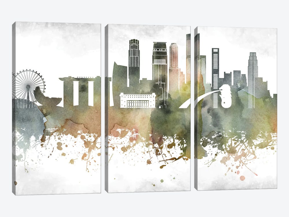 Singapore Skyline by WallDecorAddict 3-piece Art Print