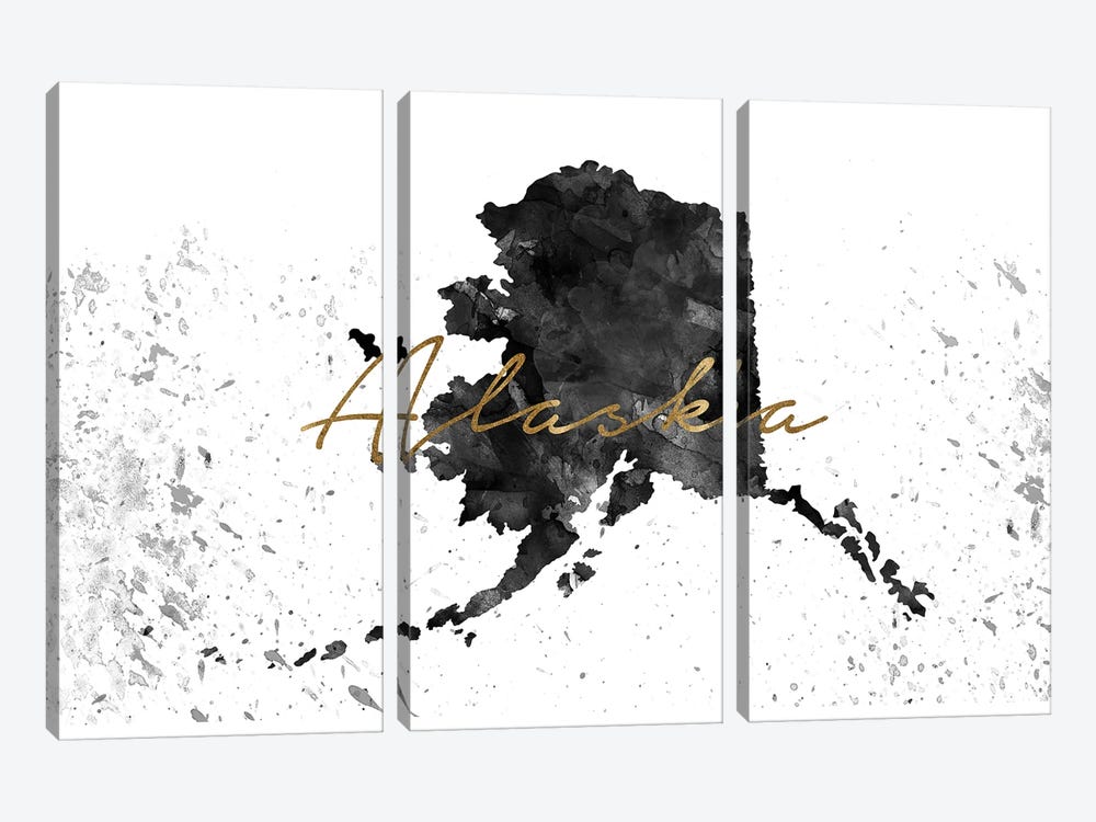 Alaska Black And White Gold by WallDecorAddict 3-piece Canvas Artwork