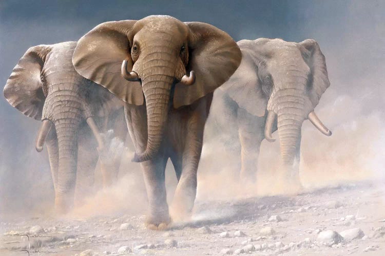 Running Elephants I by Jan Weenink wall art