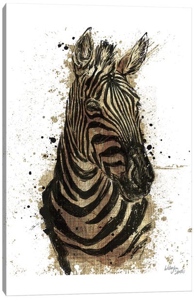 Gold Africa II In White Canvas Art Print - Zebra Art