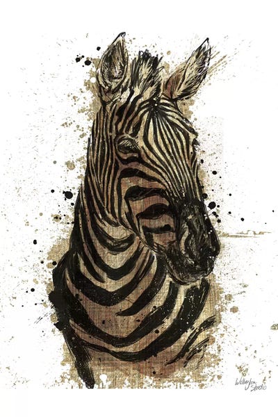 Zebras: Gold Africa II In White by Wellington Studio