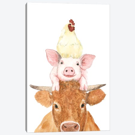 Cluck-Oink-Moo Stack Canvas Print #WHL10} by White Ladder Art Print