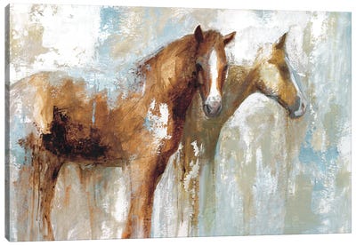 Horse Pals Canvas Art Print - Farm Animal Art