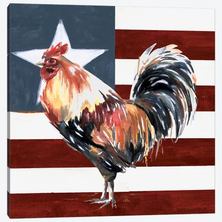 Patriotic Rooster Canvas Print #WHL18} by White Ladder Canvas Art Print