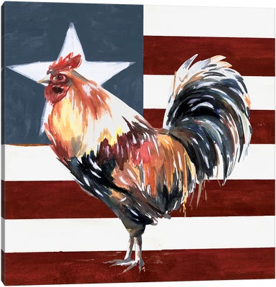 Patriotic Rooster Canvas Art Print