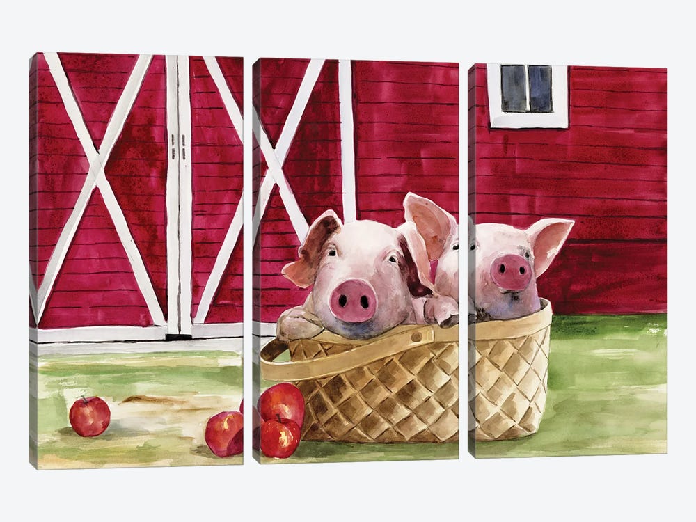 Pigs In A Basket by White Ladder 3-piece Art Print
