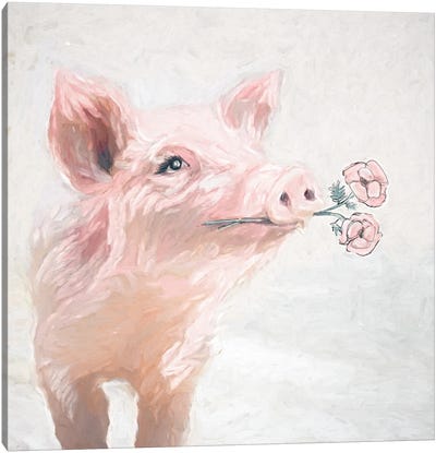 Pretty Pink Pig Canvas Art Print