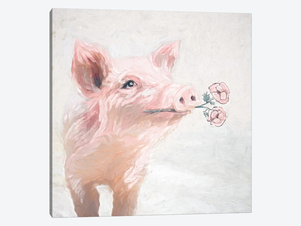 Pretty Pink Pig by White Ladder 1-piece Canvas Art Print