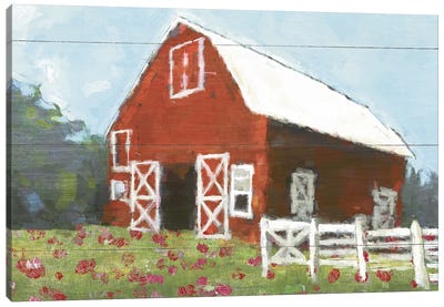 Flower Field Barn Canvas Art Print