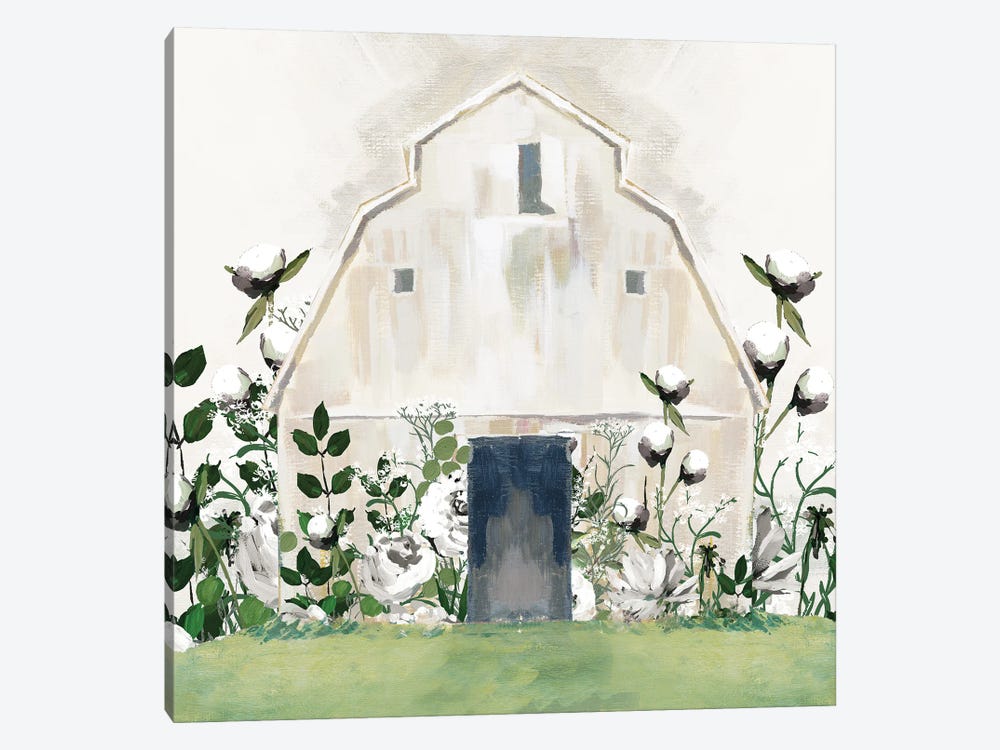 White Floral Barn by White Ladder 1-piece Canvas Art