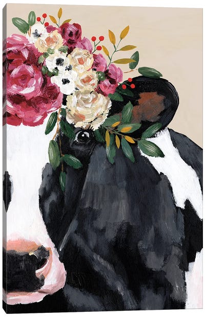 Bestie With Her Flowers Canvas Art Print