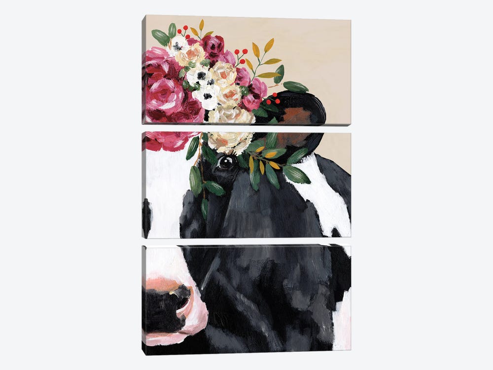 Bestie With Her Flowers by White Ladder 3-piece Canvas Art Print