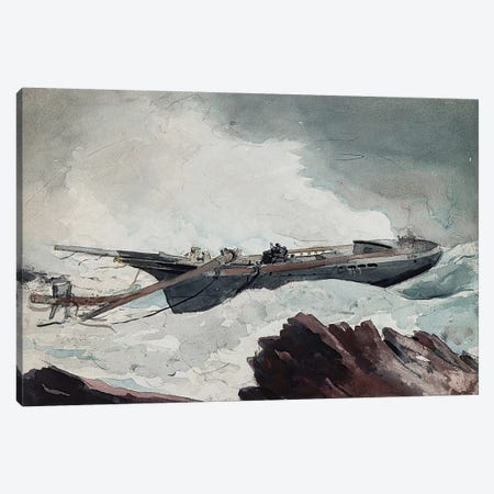 The Wrecked Schooner Canvas Print #WHO2} by Winslow Homer Canvas Artwork