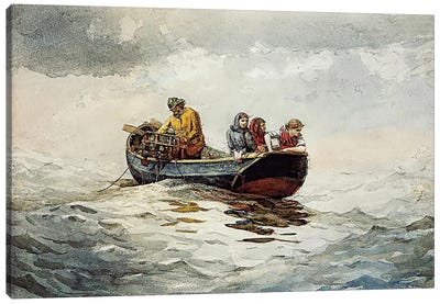 Crab Fishing Canvas Art Print - Winslow Homer