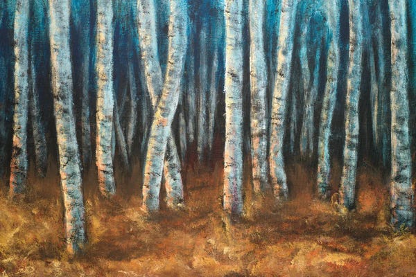 Birch Trees: Moonlit Birchwood by Walt Johnson