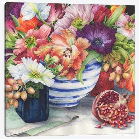 Vibrant Bouquet Still Life Canvas Print #WKS3} by Jane Wicks Canvas Wall Art