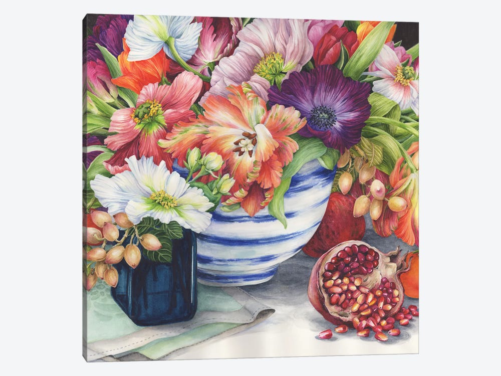 Vibrant Bouquet Still Life by Jane Wicks 1-piece Canvas Art