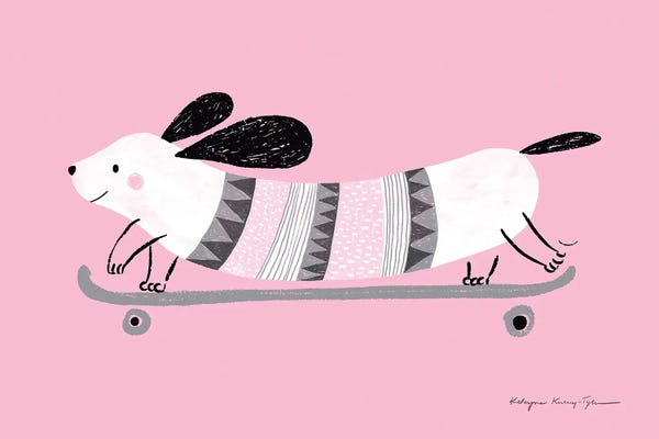 Canvas Print: Pink Dog by Kasia Kucwaj-Tybur