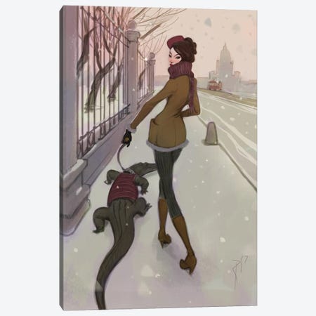 Walking With Croco Canvas Print #WKZ18} by Waldemar Kazak Art Print