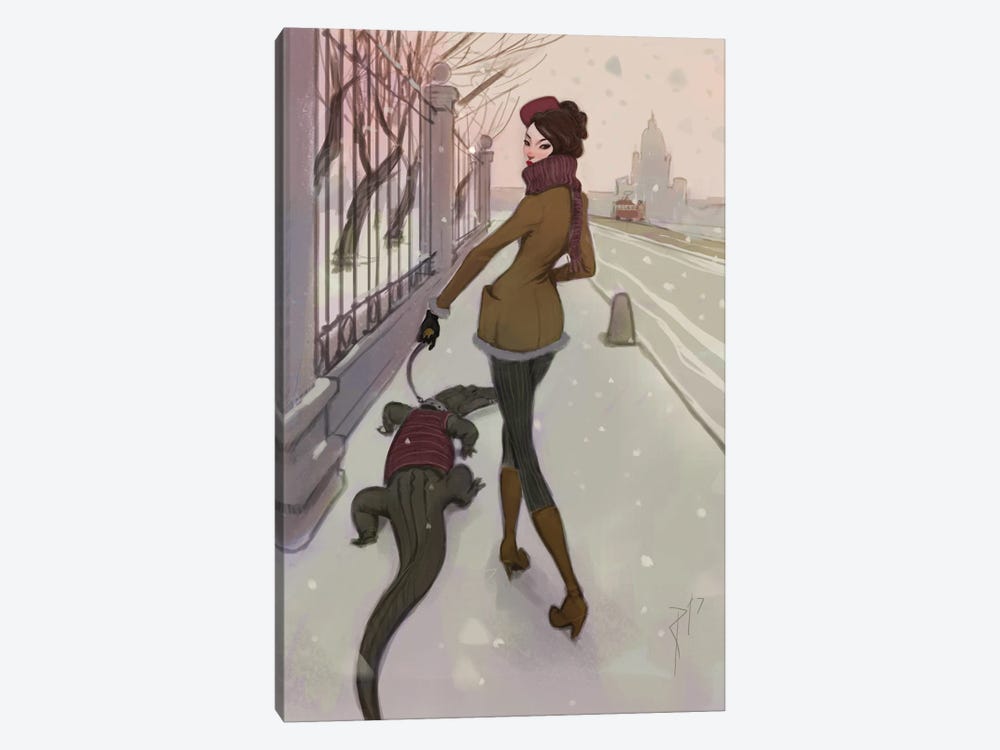Walking With Croco by Waldemar Kazak 1-piece Canvas Print