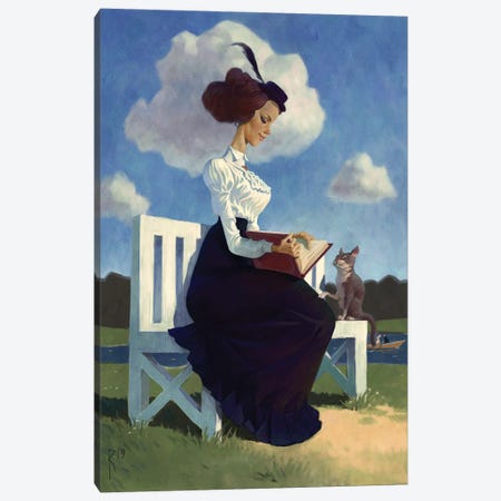 Girl With A Book Canvas Print #WKZ20} by Waldemar Kazak Canvas Artwork