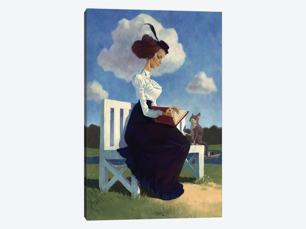 Girl With A Book by Waldemar Kazak 1-piece Canvas Wall Art