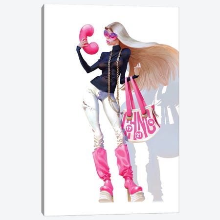 Pink Phone Canvas Print #WKZ23} by Waldemar Kazak Canvas Artwork