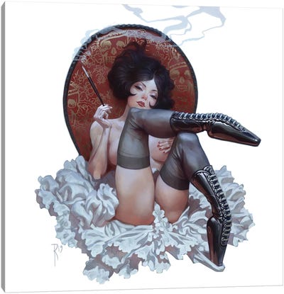 Russian Ballerin On A China Chair Canvas Art Print - Lowbrow Femme Fatales