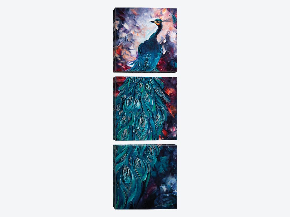 Peacock VIII by Willson Lau 3-piece Canvas Wall Art