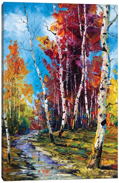 Birch Forest V Canvas Art Print - Intense Impressionism
