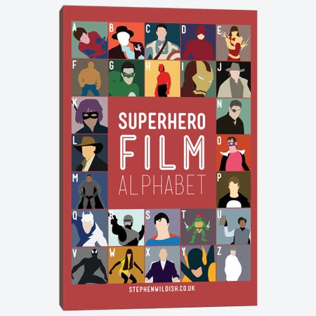 Superhero Alphabet Canvas Print #WLD103} by Stephen Wildish Art Print
