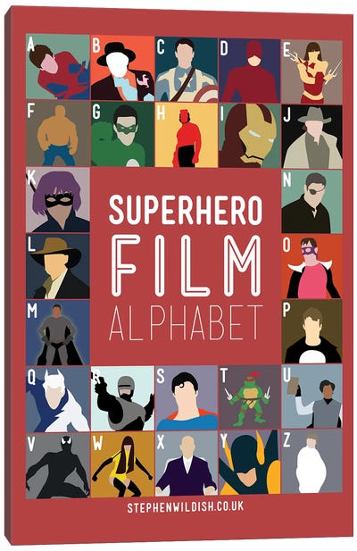 Superhero Alphabet Canvas Art Print - Alphabet Art