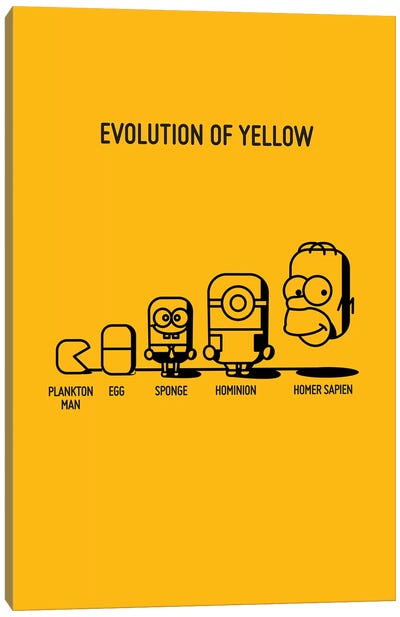 Evolution Of Yellow Canvas Art Print - Cartoon & Animated TV Show Art